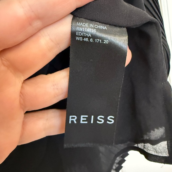 REISS Editha Pleated Detailed Button Down Long Sleeve Blouse Black US Size 4 - Picture 8 of 9